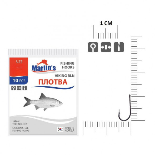Крючок Marlin&#039;s Плотва Viking BLN №16 10шт M115BLN-016