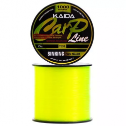 Монофильная леска для рыбалки KAIDA Леска CARP LINE Sinking 1000м Fluo Yellow 0.405 мм