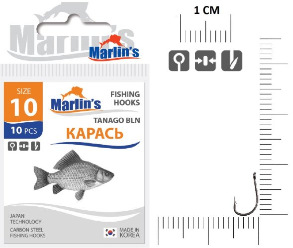 Крючок Marlin&#039;s Карась Tanago BLN №9 10шт M0101BLN-009